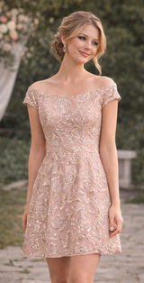 Blush Pink Embroidered Lace Wedding Guest Dress Size Large 3D Floral Formal Photo 0