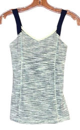 Lucy Black and Yellow Fitted Sleeveless Tank Top with Built in Shelf Bra Photo 0