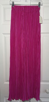 Altar'd State Plisse Wide Leg Pants Womens Size XS Hot Pink Pleated Y2K Satin Photo 0