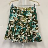 Ann Taylor Petites Floral A-Line Pleated Skirt Teal Olive Green 0P 166887 Boho Photo 0