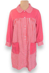 Vintage Red Gingham Smock Dress Peter Pan Collar Pockets Picnic Cottage Midi Photo 0