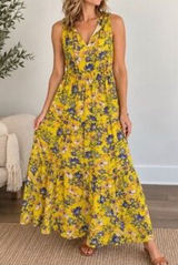 Anthropologie Maeve Yellow with Purple Floral Maxi Dress Photo 0