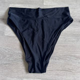 Aerie Womens High Cut Cheeky Bikini Bottoms Black High Waisted Ruched Mediu Mm Photo 0