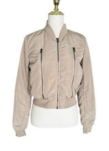 ALO Yoga Off Duty Bomber Jacket Small Gravel Taupe Down Puffer Cropped Womens Photo 0