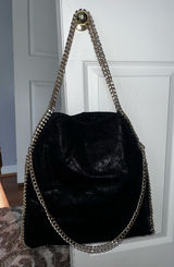Black suede and gold over the shoulder bag Photo 0