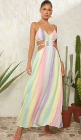 Rainbow Maxi Dress Multiple Size M Photo 0