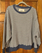 blue and white stripped crewneck Photo 0