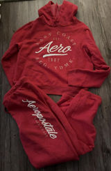 Aeropostale Juniors Large Hoodie & Sweat Pant Set Red Y2K Photo 0