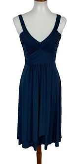 Georgiou Studio Blue Ruched Sleeveless Dress XS X-Chico Made In USA Boho‎ Chic Photo 0