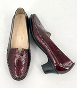 SAS Sonyo Bordo Burgundy Red Patent Leather Slip On Comfort Heels Pumps Women 8M Photo 0