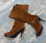 Michael Kors Cognac Suede Leather Knee-High Boots Size 8 Photo 0