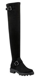 Marc Fisher LTD Black Suede Over The Knee Lug Sole Buckle Boots Womens 8 NEW Photo 0