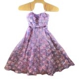 434 | Hello Molly Purple Floral Organza Fit & Flare Midi Dress Women‎ Small Prom Photo 0