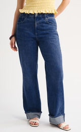 Abercrombie & Fitch Curve Love High Rise 90s Relaxed Jean Dark Cuffed Size 28 6S Photo 0