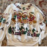 Vintage NutCracker Christmas Teddy Bear Village Sweatshirt White Large Made USA Photo 0