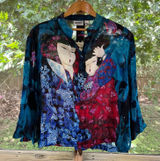 Chico's Women's Vintage 100% Silk Geisha Print Blouse Size 3 (U.S. Large) Photo 0