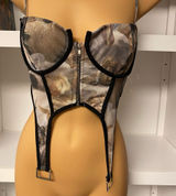 Posh by V Renaissance Art Print Mesh Corset Bustier Gothic Top Women’s Medium Photo 0