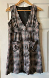 TCEC Plaid Dress Womens Med Red pink Gray Sleeveless Preppy Holiday Photo 0