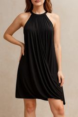 A.L.C. Black Gray Draped Halter Neck Shift Mini Dress Elegant Party Dress Size M Photo 0
