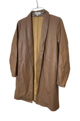 TML Tan Faux‎ Leather Open Front Trench Coat Shawl Collar JH1965-BE Womens XS Photo 0