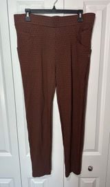 Betabrand Journey Dress Pant Yoga Pants Women XL Long Brown Diamond Print Skinny Photo 0