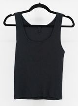 Skims Women's Cotton Stretch Ribbed Knit Scoop Neck Sleeveless Tank Top Black XL Photo 0