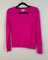 Nordstrom Fuchsia Merino Wool Blend V-Neck Women's Sweater Size Small Photo 0
