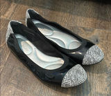 Kelly &‎ Katie Weslyne Black with Black &White Toe/Heel Ballet Flat Shoes 9 Photo 0
