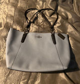 Coach Light Blue Leather Tote with Charcoal/Black Handles Photo 0