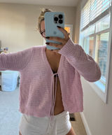 Pink Front Tie Cardigan Photo 0