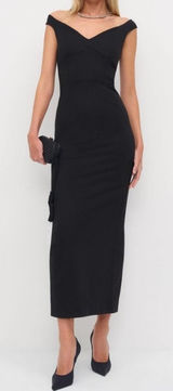 Reformation Black Sweetheart Off Shoulder Smocked Back Midi Dress Womens US 6 Photo 0