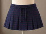 Hollister Plaid Pleated Skort Navy Red Grid Mini Skirt XL School Girl Academia Photo 0