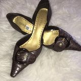 BCBGMAXAZRIA BCBG Girls Kitten Heels Size 7.5 Faux Alligator And Brown Photo 0