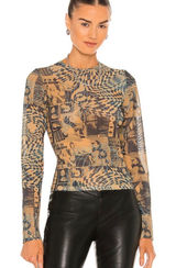 MIAOU Long Sleeve Tee in Wanted Size XS Grunge Streetwear Sheer Magazine‎ Print Photo 0
