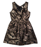 Frenchi‎ Metallic Black & Gold Brocade Mini Party Dress Cocktail Wedding Guest Photo 0