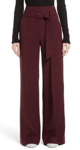 Theory Camogie High Waist Belted Wool Blend Wide Leg Trouser Pants in Graham Photo 0