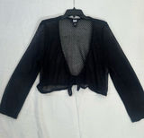 18/20 Black Open-Knit Tie-Front Cardigan cropped lightweight Fashion Bug y2k Photo 0