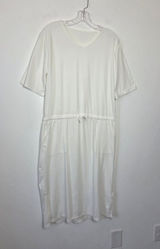 White T-Shirt Dress Midi Sporty Casual Minimalist Summer Coastal Nautical Large Photo 0