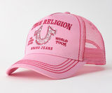 True Religion Pink Rhinestone Embroidered Logo Trucker Hat Photo 0