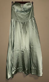 Sage Green Satin Strapless Sweetheart Corset Midi Dress Women L Fairycore Event Photo 0