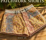 FARM Rio Anthropologie Floral Patchwork Denim-Trim Shorts sz 28 Photo 0