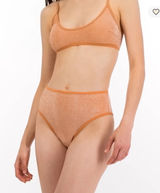 AERIE | Orange Metallic Shine Sparkle 90s High Waisted Cut Cheeky Bikini Set, XL Photo 0
