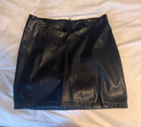Amazon Black Faux Leather Mini Skirt with Front Slit Photo 0