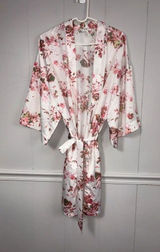 Icing Satin Floral Bridal Bar Belted Robe L/XL Sleepwear Loungewear Wedding Photo 0