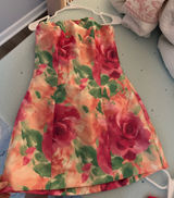 Mini strapless dress with flowers Photo 0