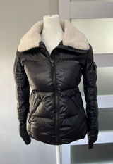 S13 New York Black Puffer Jacket Sherpa Collar Quilted Down Fill Women's XS‎ Photo 0