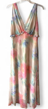 Taylor Maxi Dress Womens 12 Empire Waist Watercolor Tie Dye Lined Wedding Photo 0