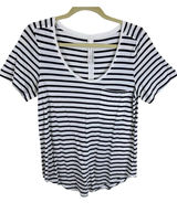 The‎ Group By Babaton Black White Striped Cotton Modal Short Sleeve T-Shirt Sz M Photo 0