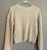 Pink Rose Ivory Textured Knit Sweater Photo 0
