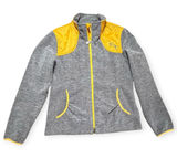 Harley-Davidson Womens Gray Fleece Yellow Quilted Shoulder Zip Jacket Medium Photo 0
